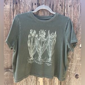 Madewell Green Graphic Tee with Botanical Print Size Medium